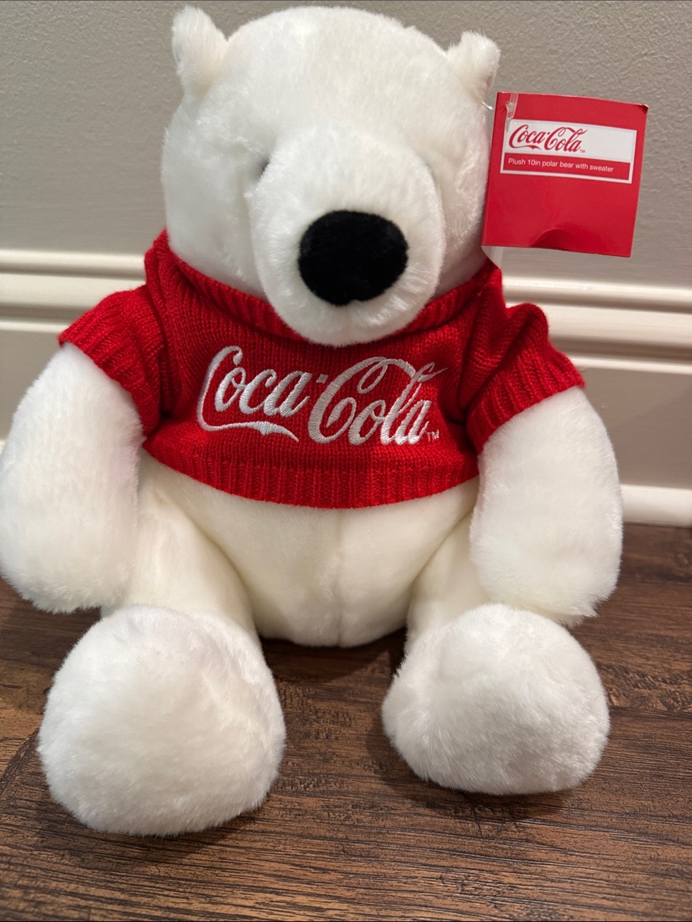 Coca-Cola White Polar Bear Plush with Red Logo Sweater
